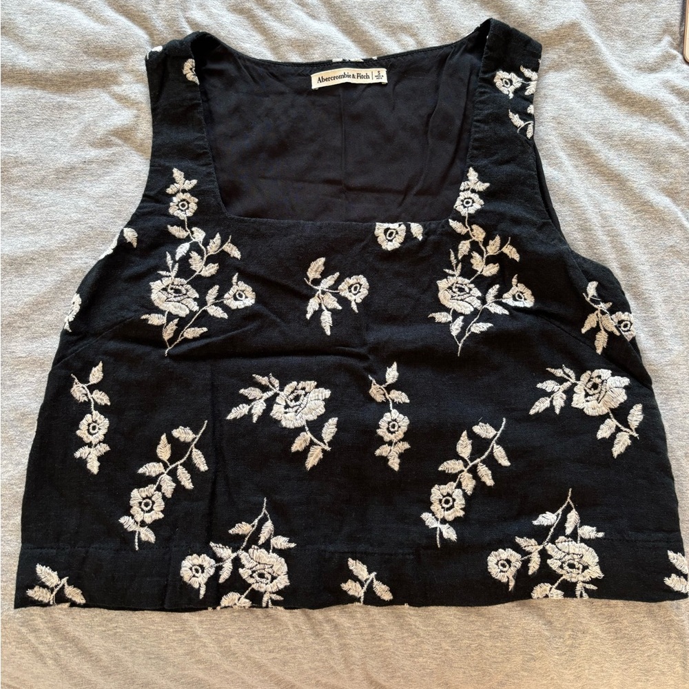 Abercrombie & Fitch Black Floral Tank Top